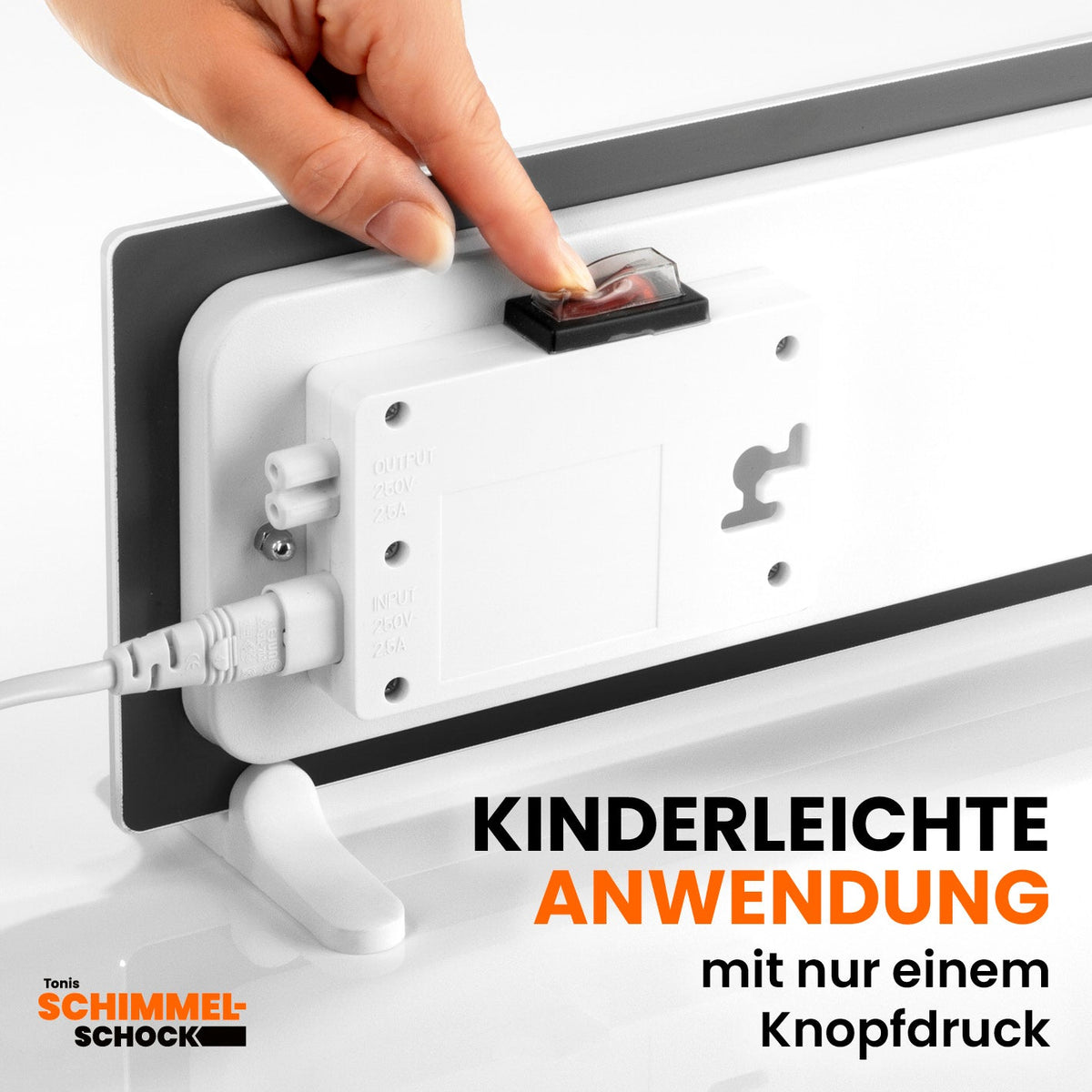 Tonis Schimmelschock – Detailansicht des Ein-Aus-Schalters und der Rückseite