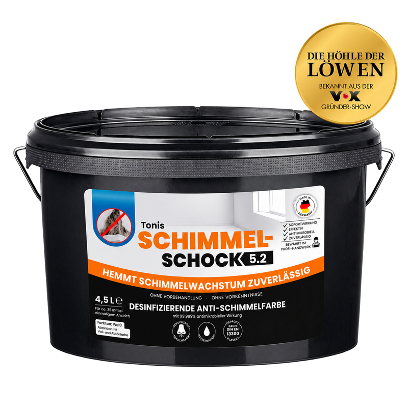 Schimmelschock-Wandfarbe 5.2 im schwarzen 4,5-Liter-Eimer