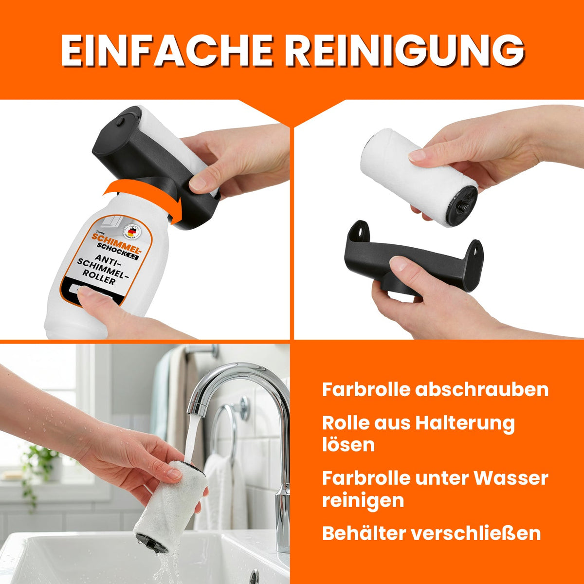Tonis Schimmelschock – Illustration der Reinigung des Rolleraufsatzes