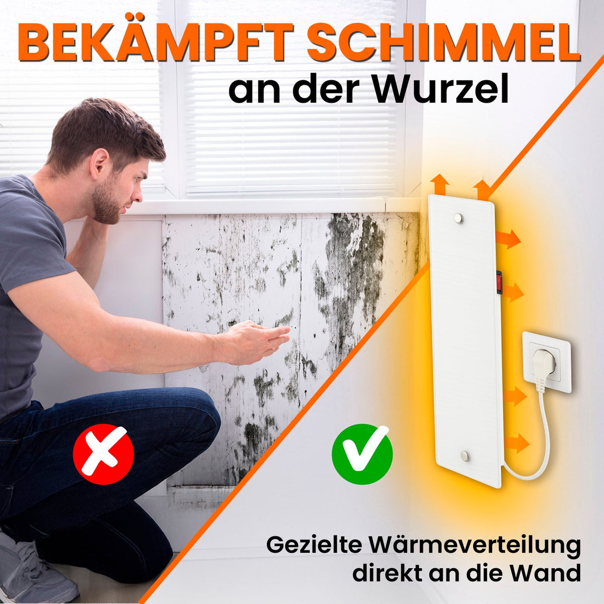 Tonis Schimmelschock – Heizgerät an einer Wand neben einer Person
